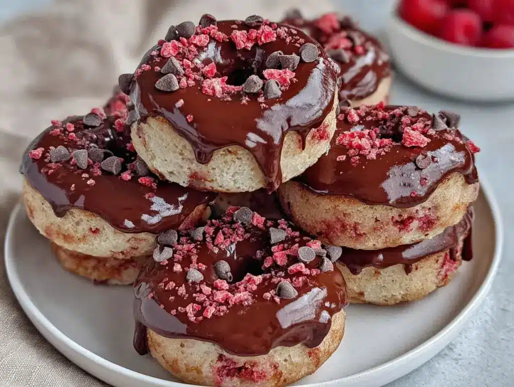chocolate-covered strawberry yogurt donuts - featured image