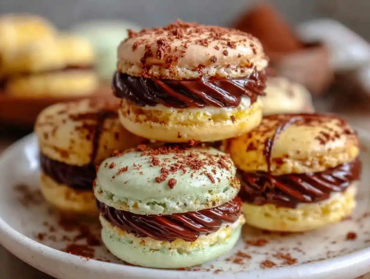 chocolate-dipped macarons preparation steps