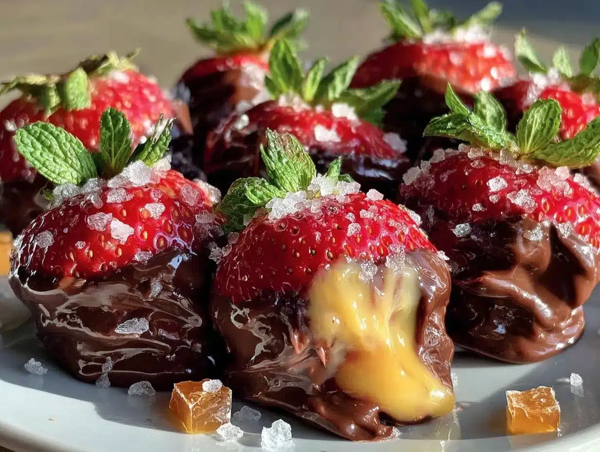 Chocolate-Dipped Strawberry Caramel Bites preparation steps