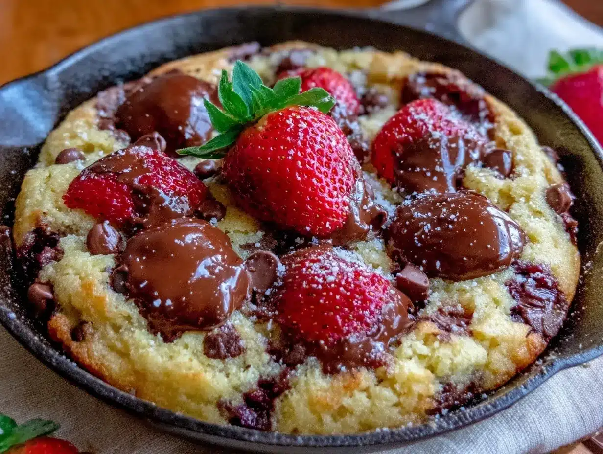 Chocolate-Dipped Strawberry Cookie Dough Skillet preparation steps