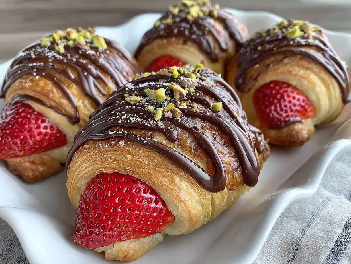 chocolate-dipped strawberry croissant rolls preparation steps