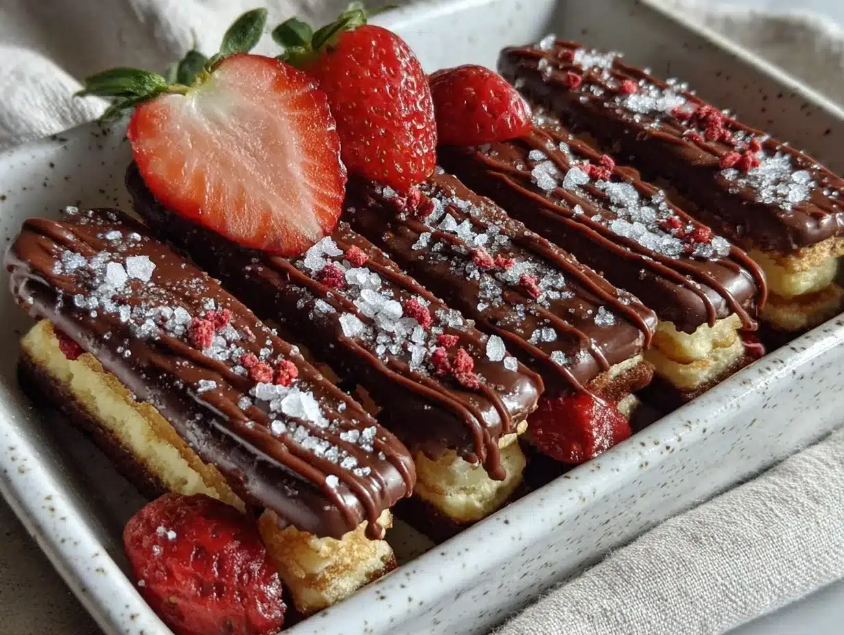 chocolate-dipped strawberry frosted wafers preparation steps