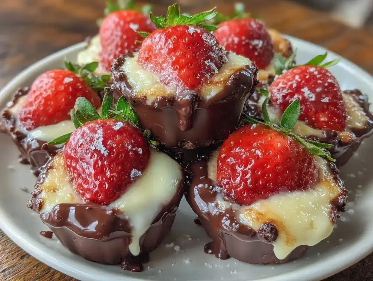 chocolate-dipped strawberry marshmallow cups preparation steps