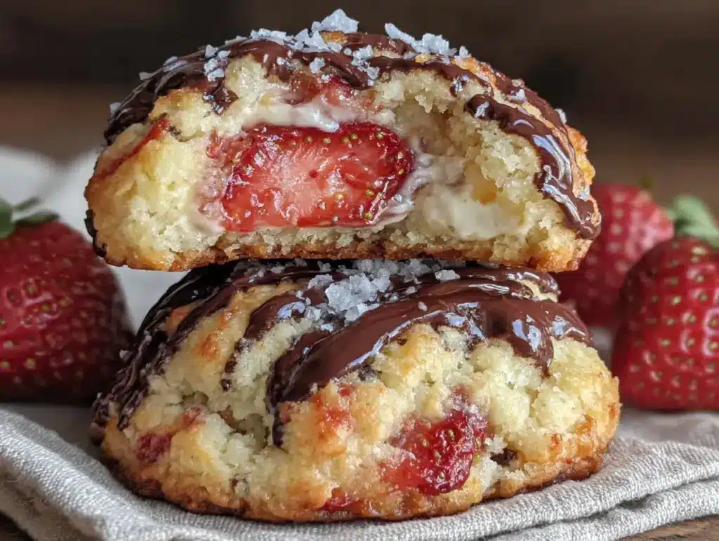 Chocolate-Dipped Strawberry Stuffed Cookies - featured image