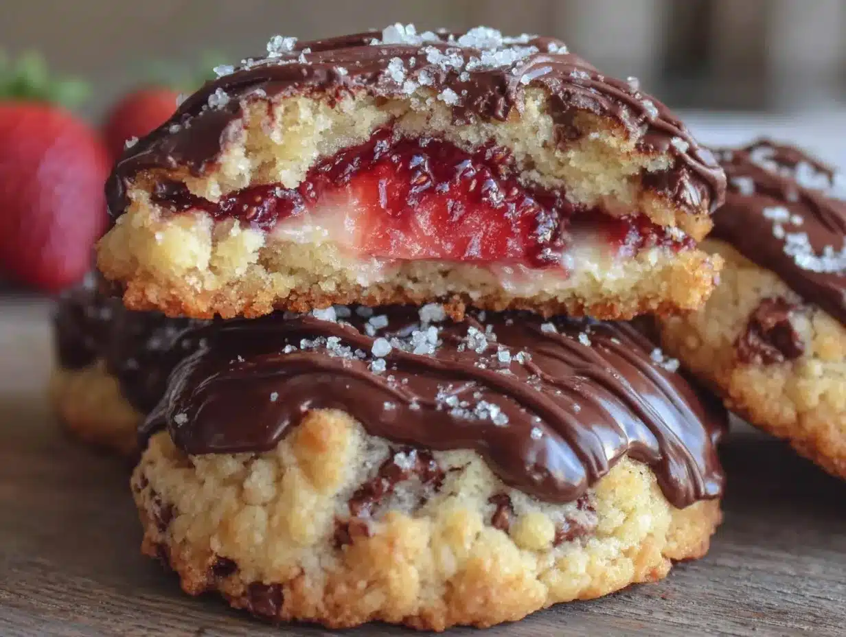 Chocolate-Dipped Strawberry Stuffed Cookies preparation steps