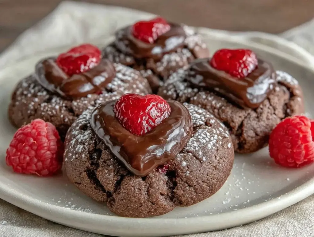 chocolate raspberry cookies - featured image