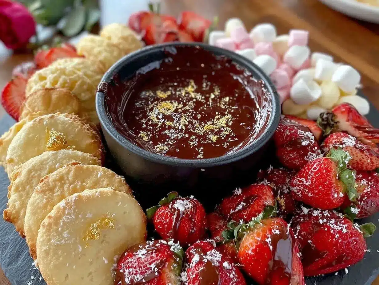 Chocolate Strawberry Fondue Board preparation steps