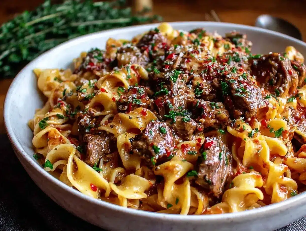 creamy beef stroganoff pasta preparation steps