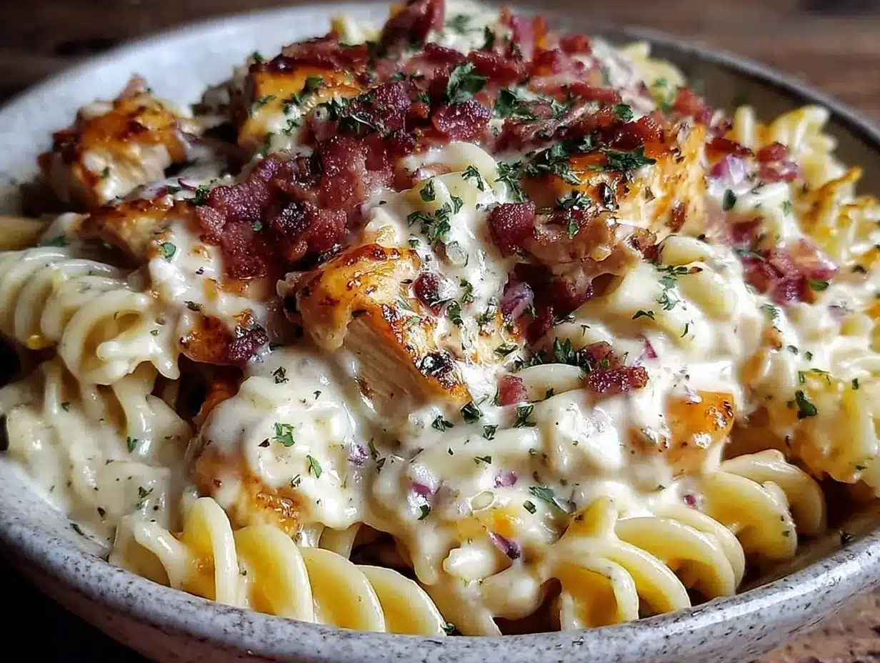 creamy chicken bacon ranch pasta preparation steps