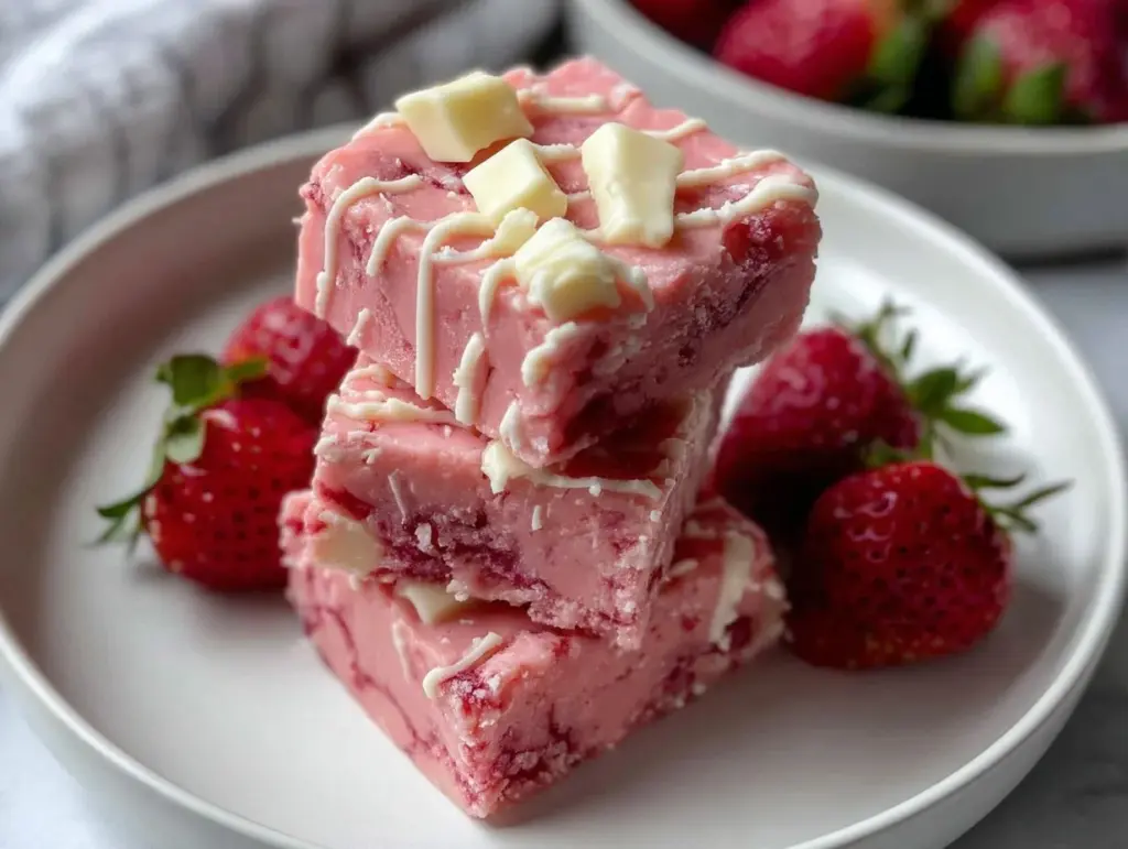 creamy pink velvet fudge recipe - featured image