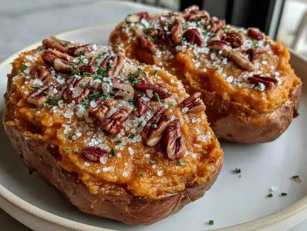 creamy twice-baked sweet potatoes - featured image