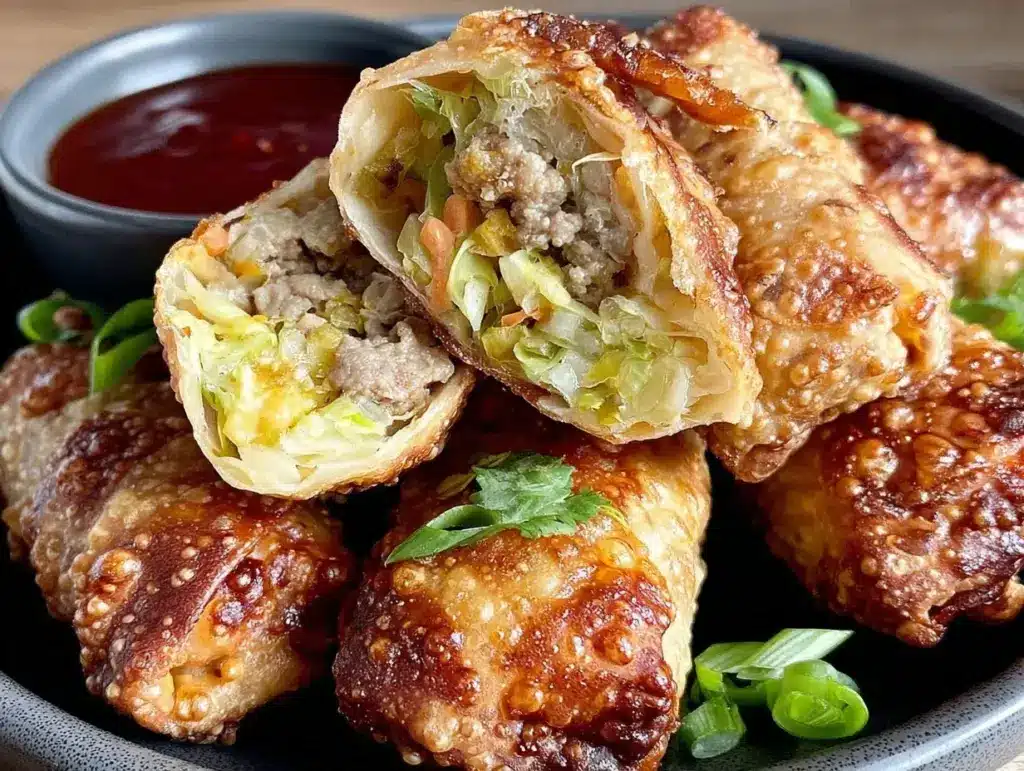 crispy air fryer egg rolls - featured image