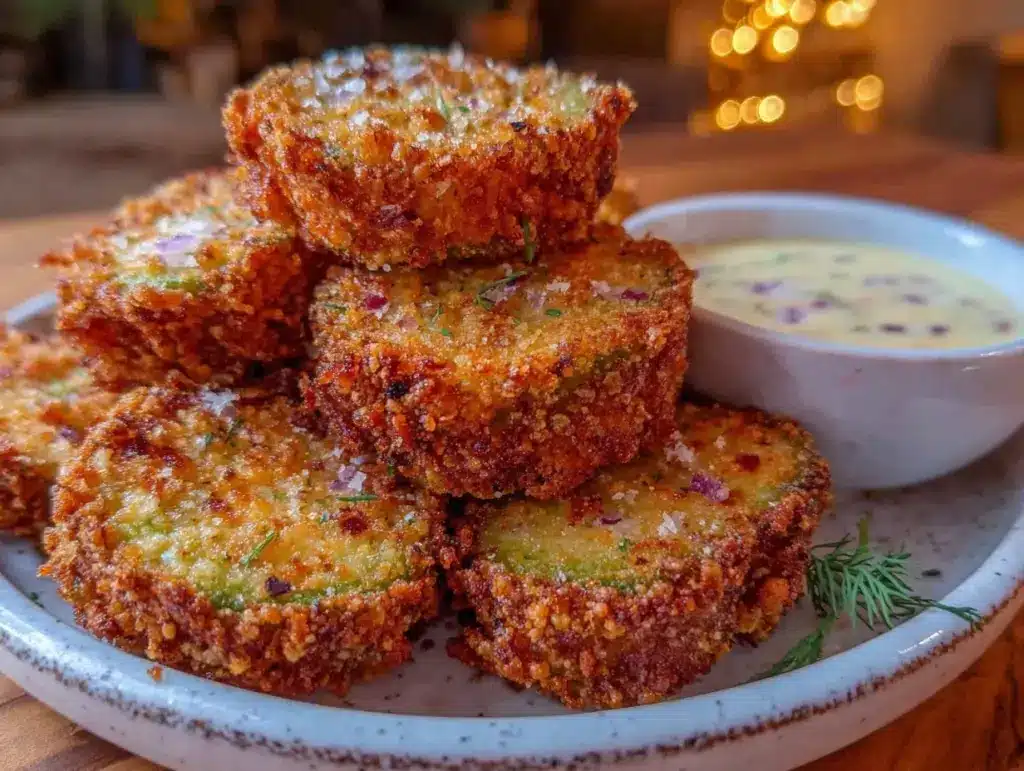 crispy air fryer fried pickles - featured image