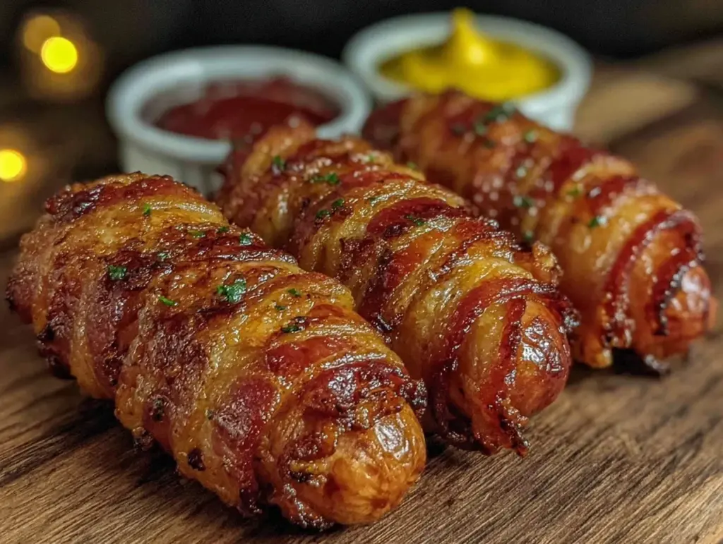 crispy bacon-wrapped hot dogs - featured image