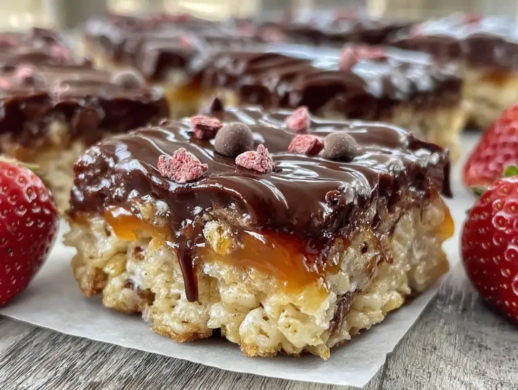 Crispy Chocolate-Covered Strawberry Crisp Squares - featured image