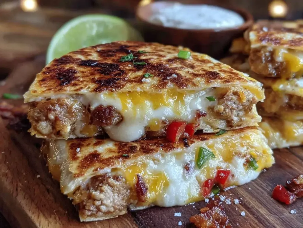 crispy double bacon quesadilla melts - featured image