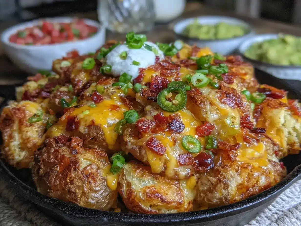 crispy loaded potato nachos skillet preparation steps
