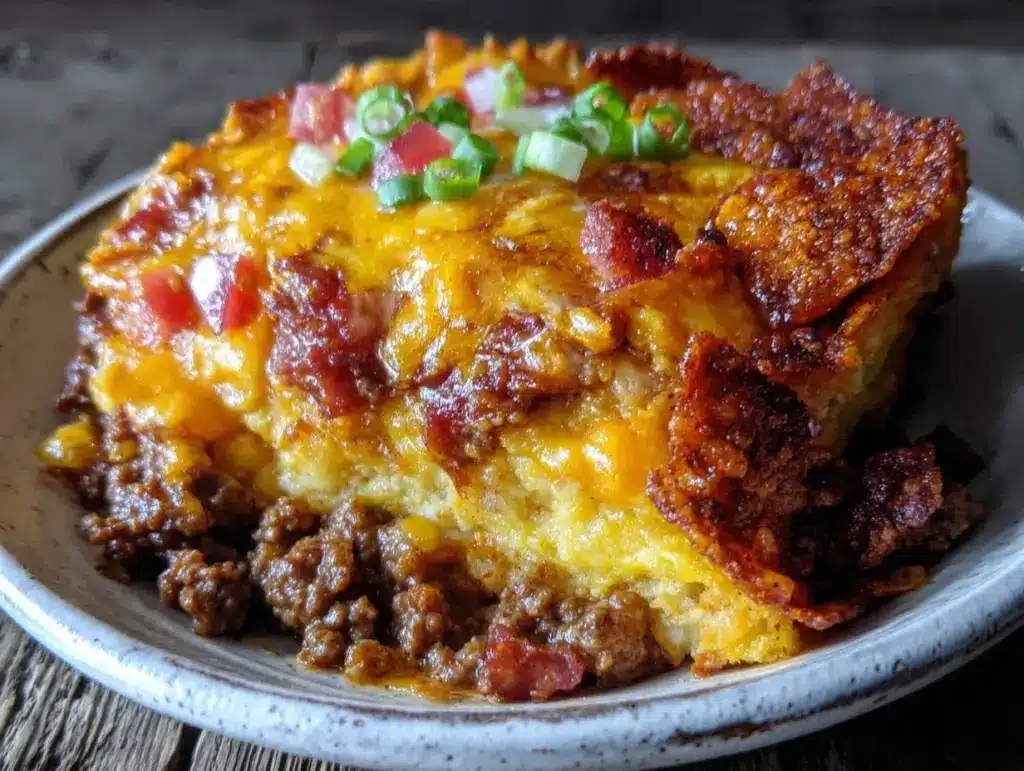 crispy taco casserole with doritos - featured image