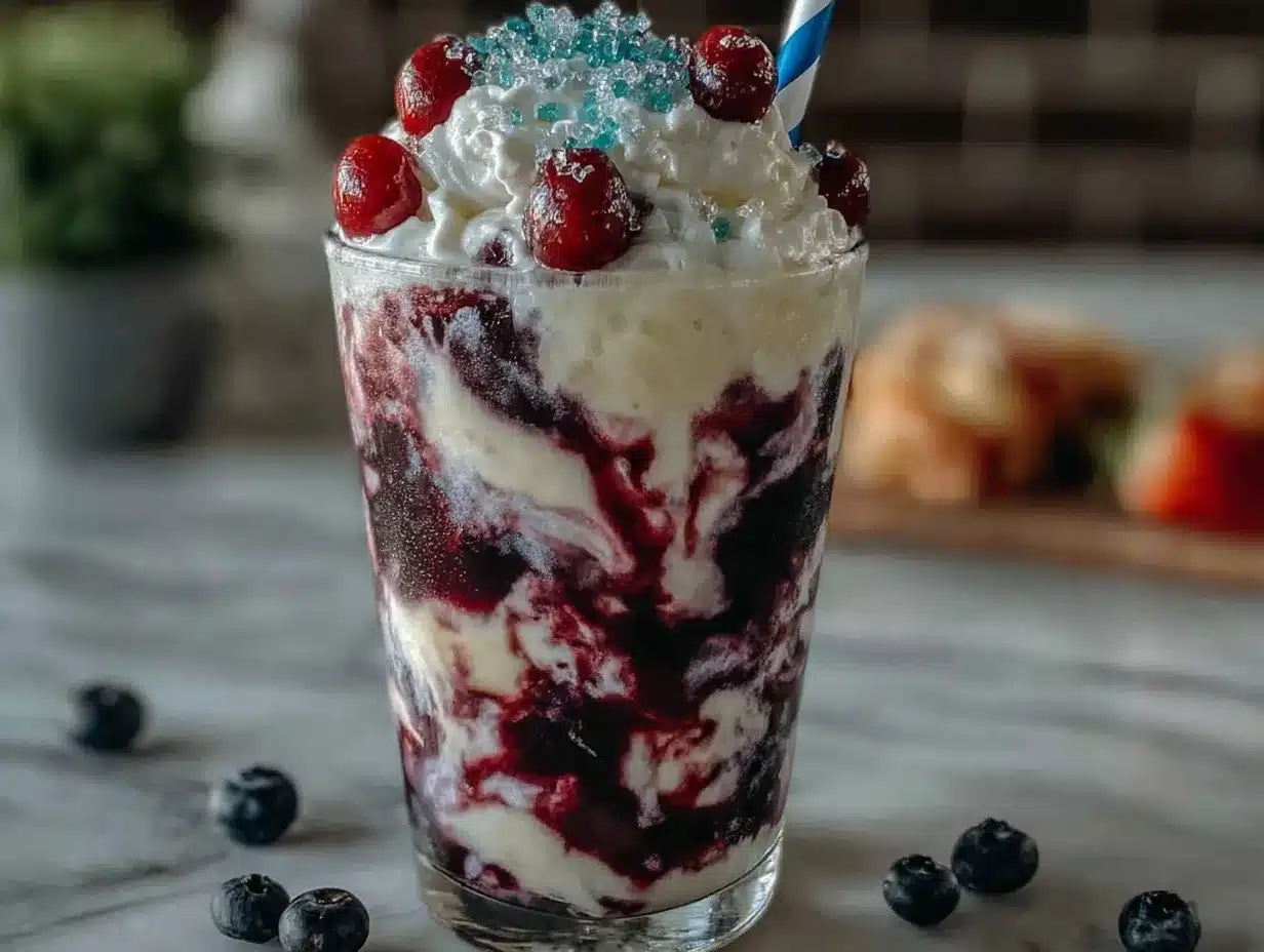 Dr. Seuss Blueberry Red Swirl Milkshake preparation steps