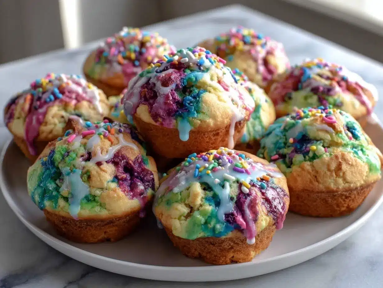 Dr. Seuss Color Explosion Muffins preparation steps