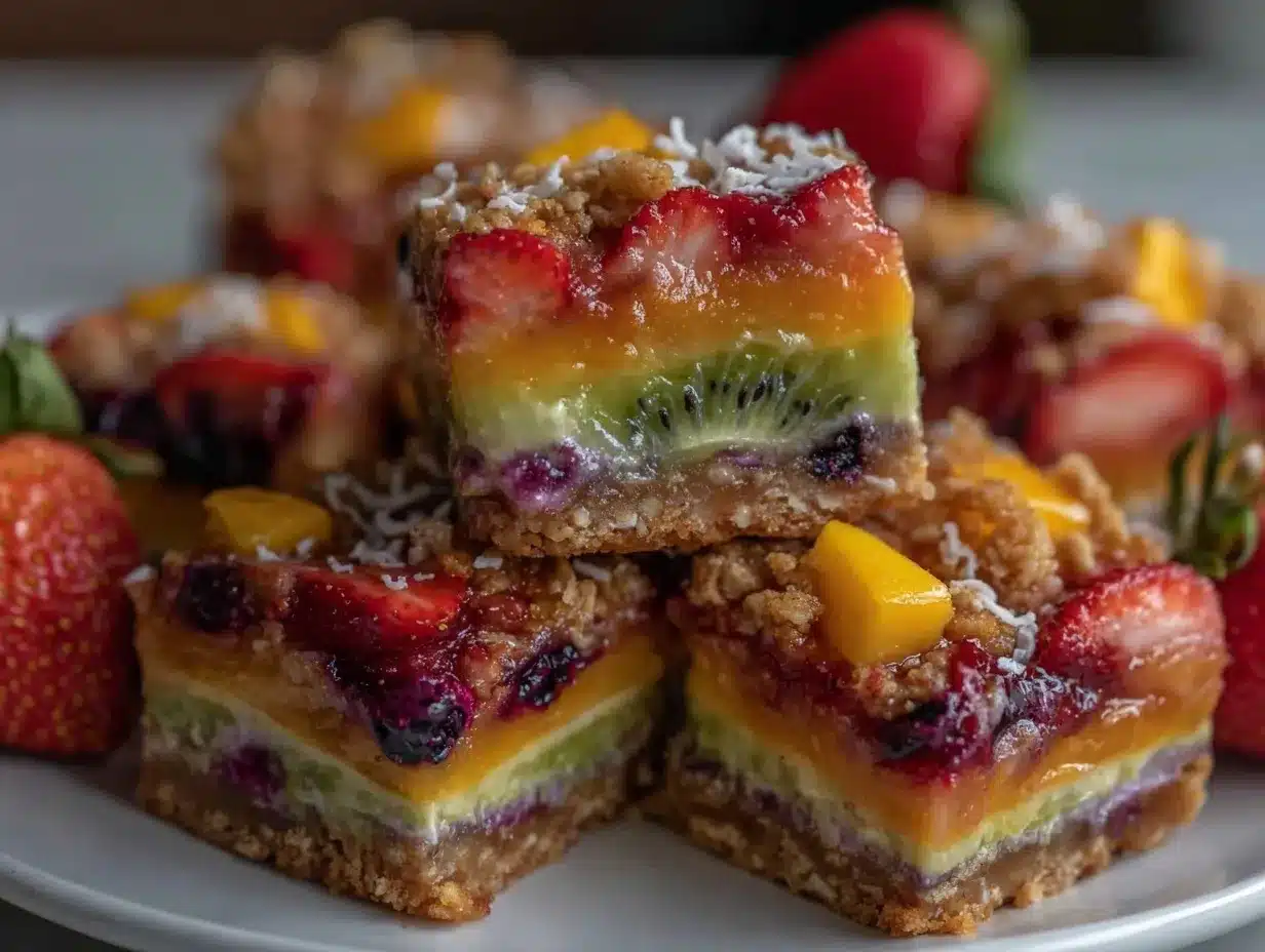 Dr. Seuss Rainbow Fruit Crumble Bars preparation steps