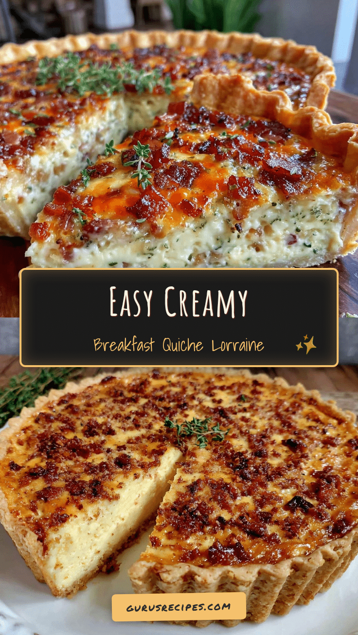 Easy Creamy Breakfast Quiche Lorraine recipe
