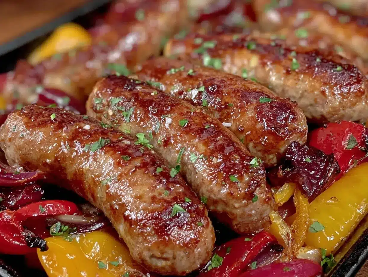 easy crispy sheet pan sausage and peppers recipe preparation steps