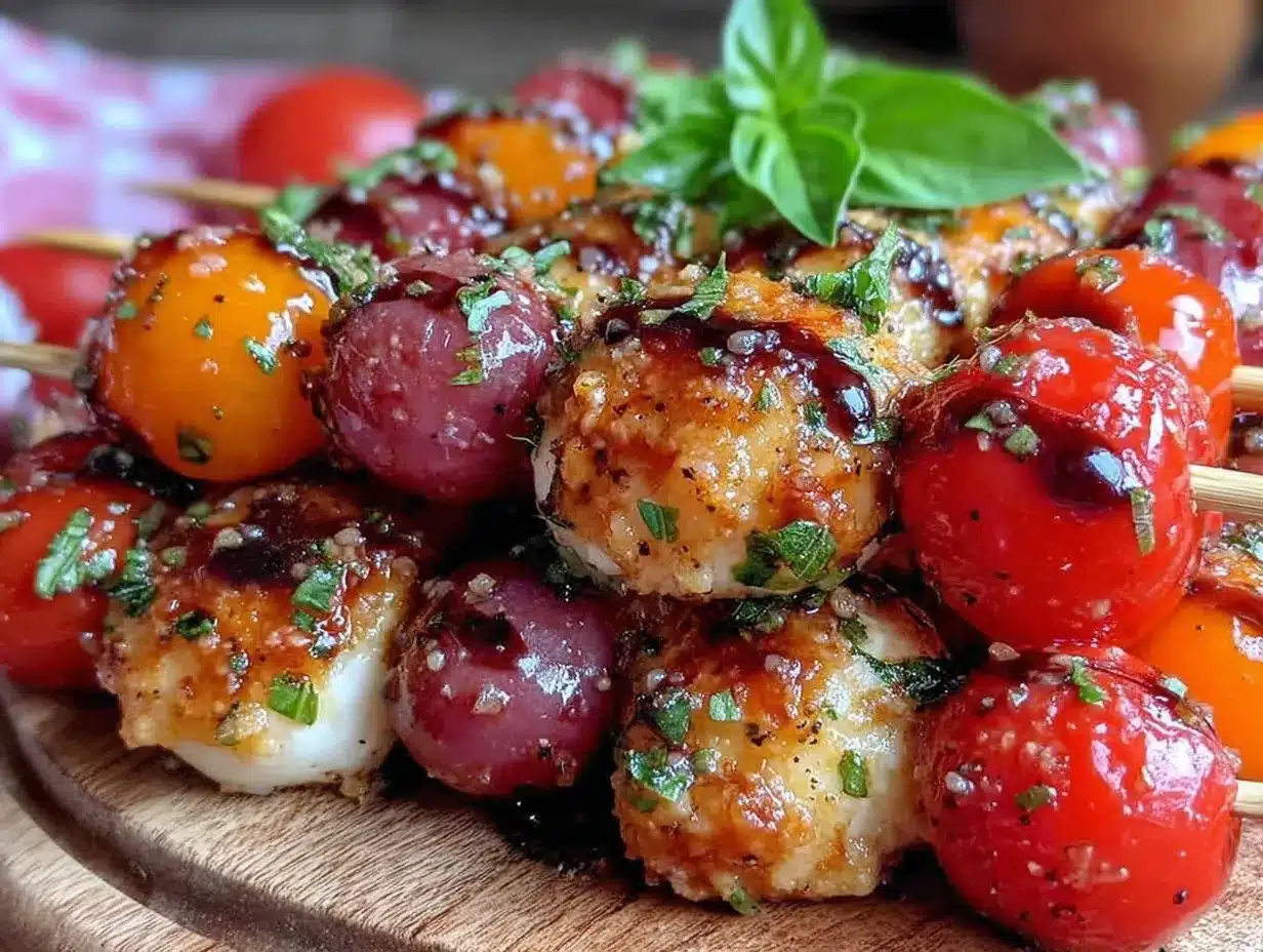 fresh Caprese skewers preparation steps