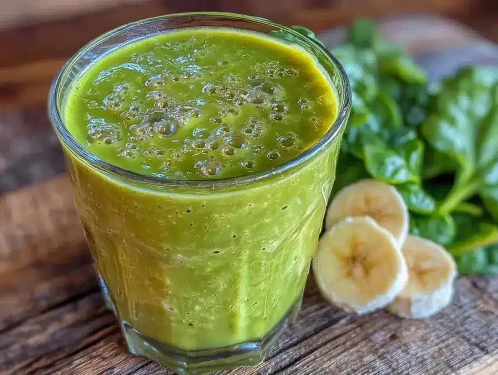 fresh creamy spinach banana green smoothie - featured image