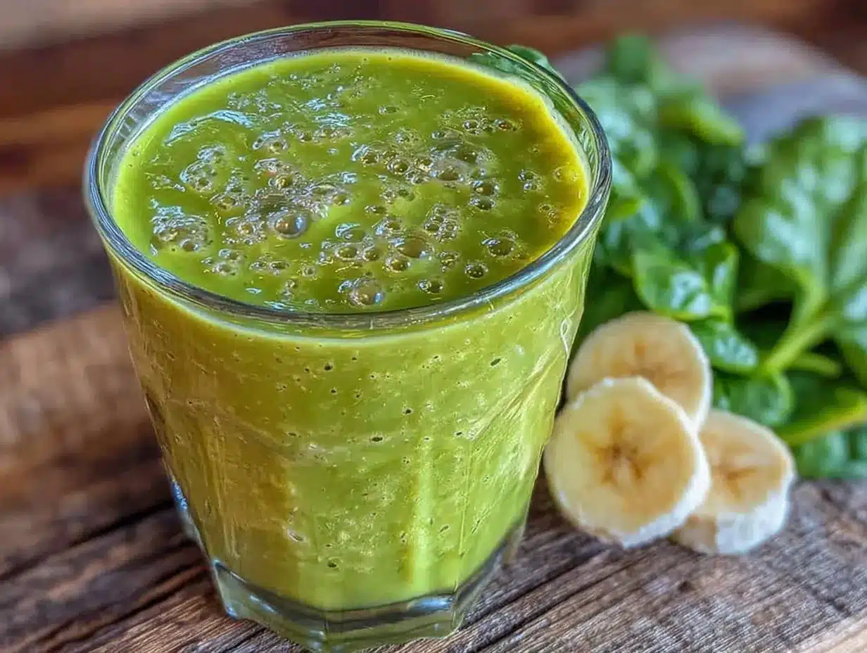 fresh creamy spinach banana green smoothie preparation steps