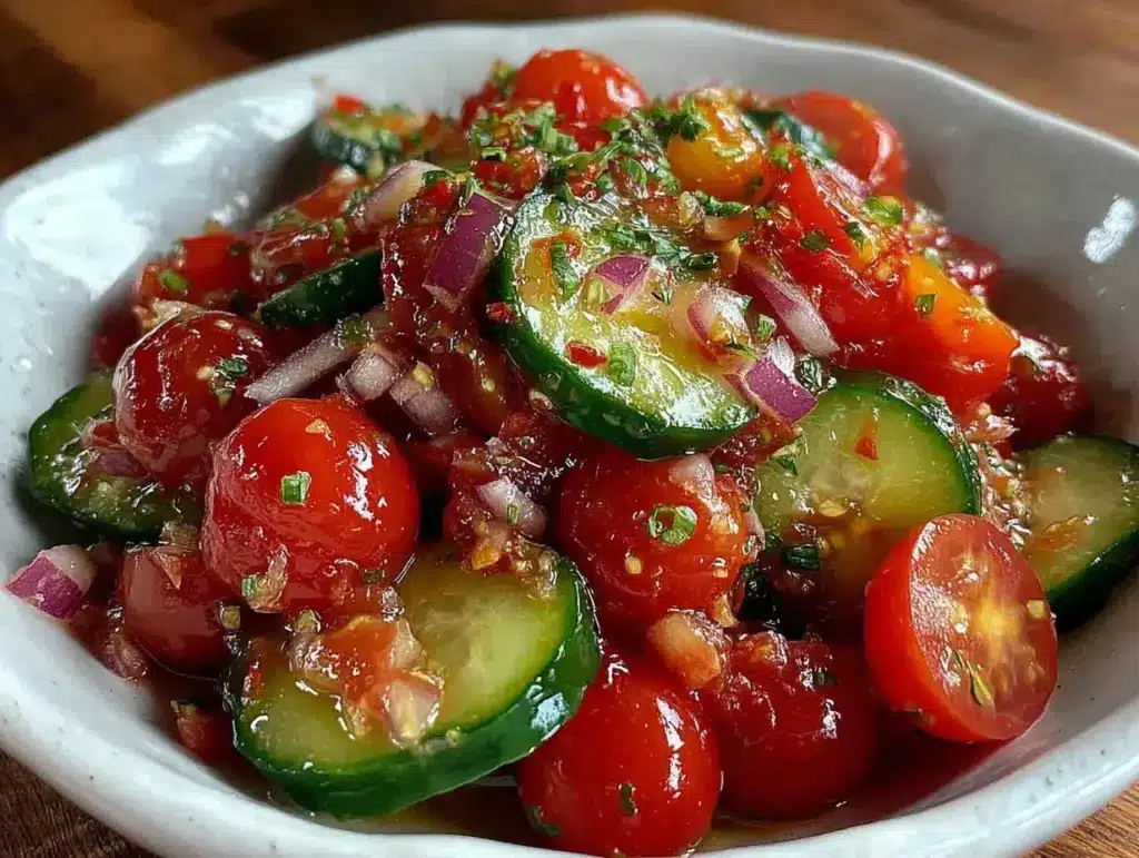 fresh cucumber tomato salad - featured image