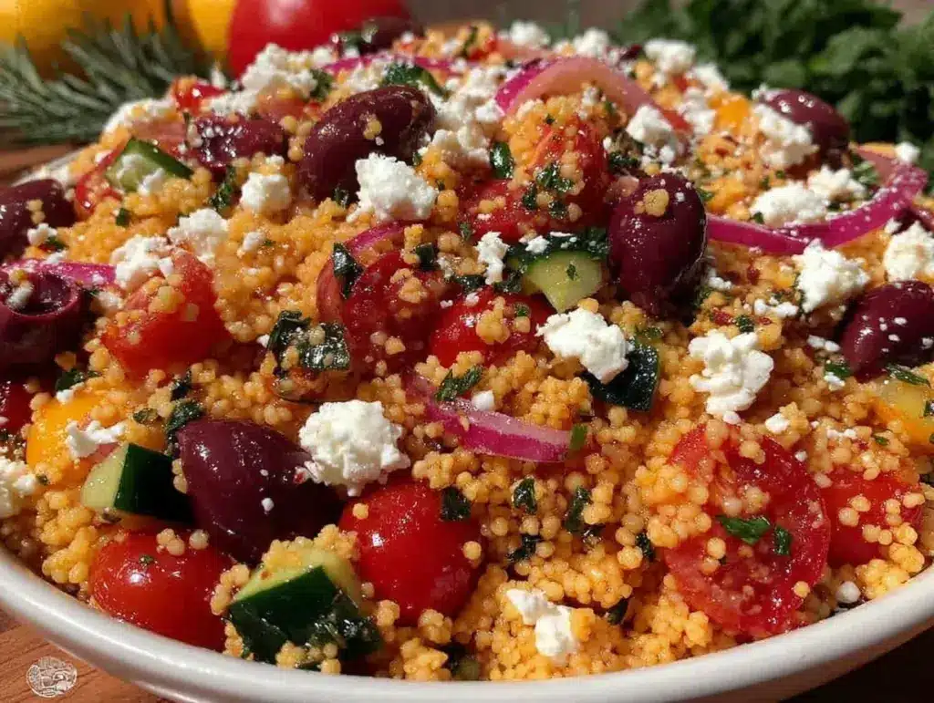 fresh mediterranean couscous salad - featured image