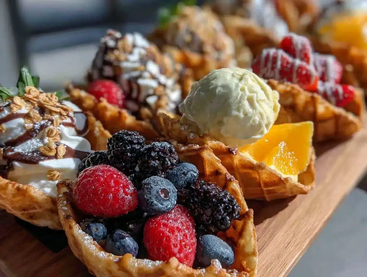 Galentine’s Brunch Waffle Cone Board preparation steps