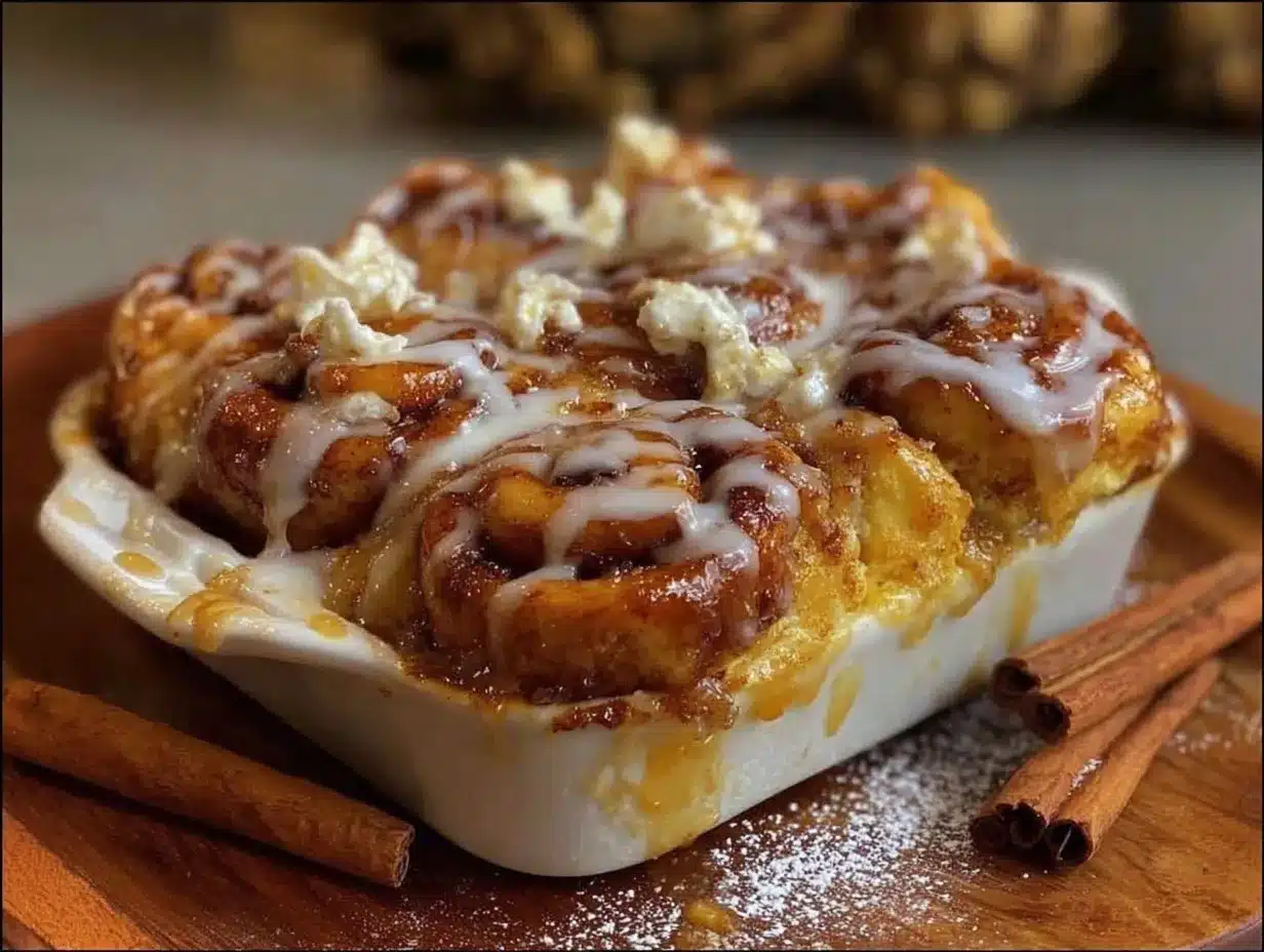 gooey cinnamon roll casserole preparation steps
