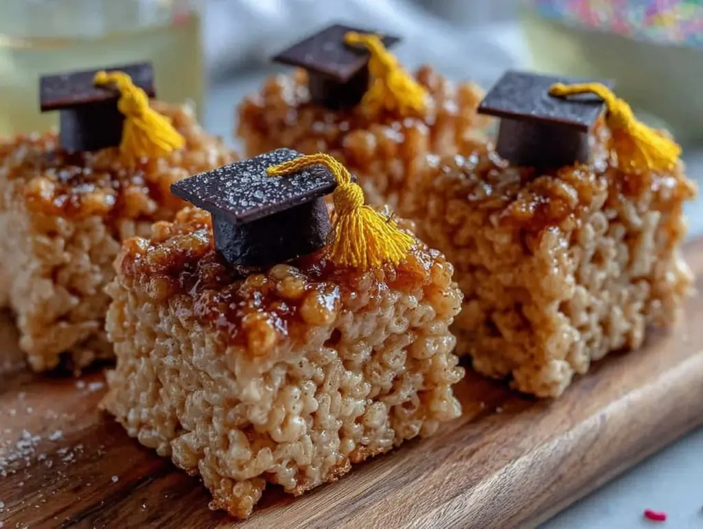 graduation cap rice krispie treats - featured image