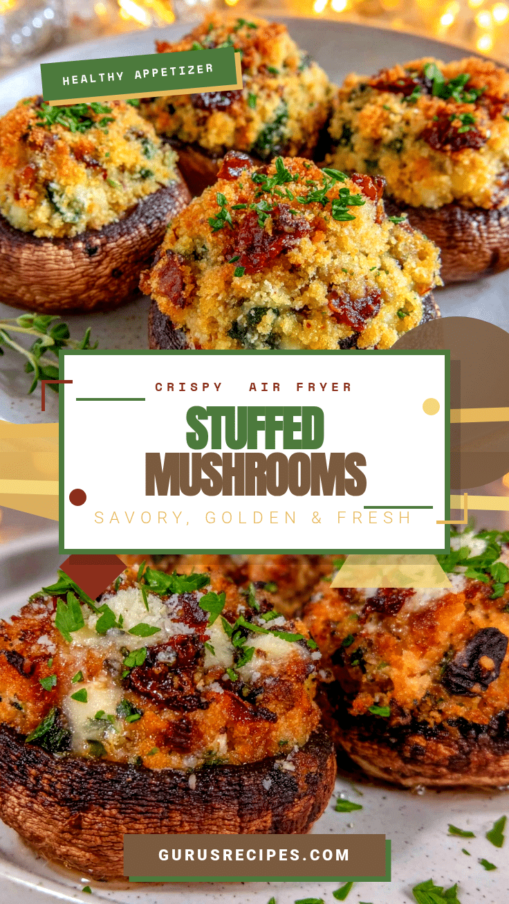 healthy air fryer stuffed mushroom caps recipe