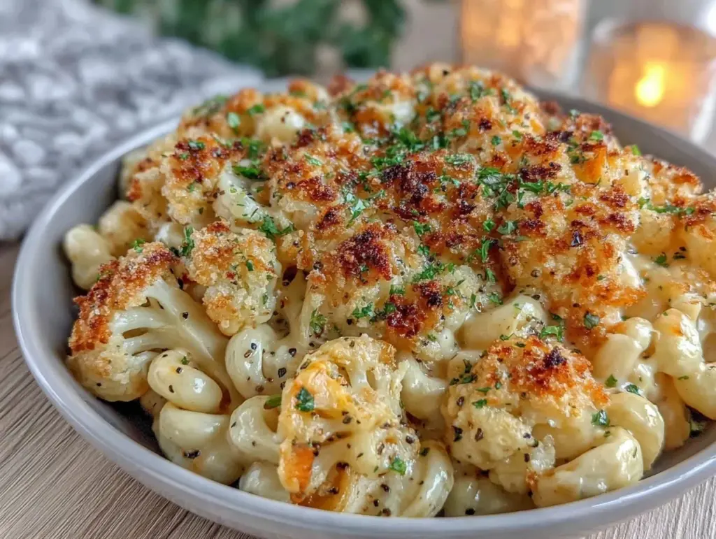 healthy cauliflower mac and cheese - featured image
