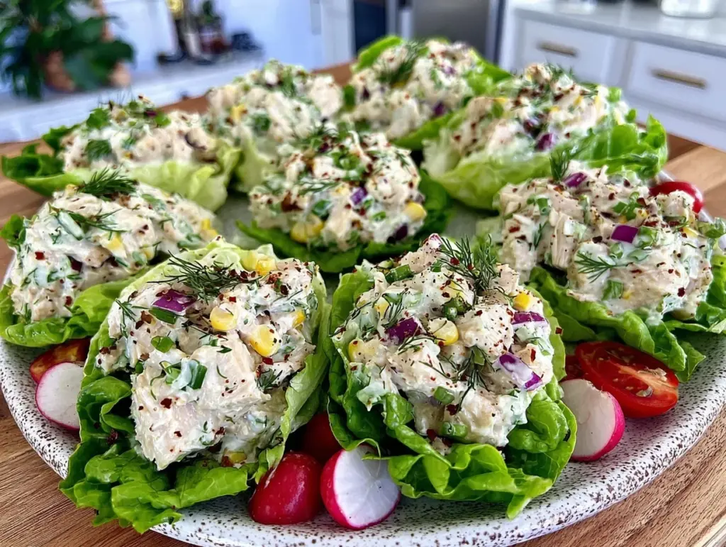 healthy chicken ranch lettuce wraps - featured image