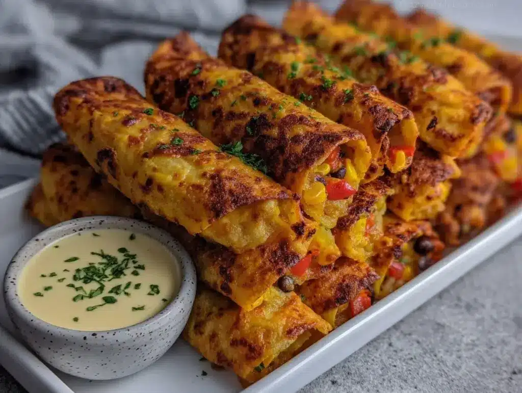 healthy veggie ranch baked taquitos - featured image
