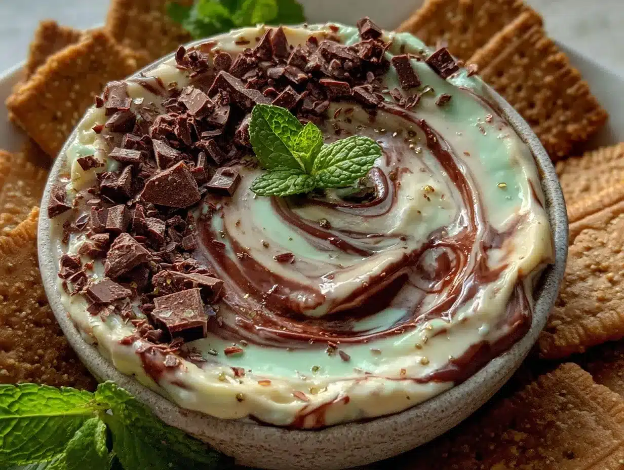 Mint fudge cheesecake dip preparation steps