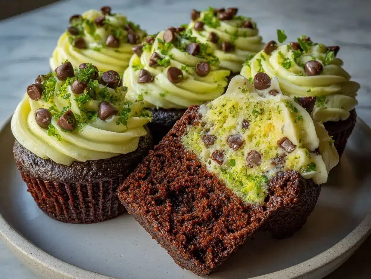 Minty chocolate chip cupcakes preparation steps