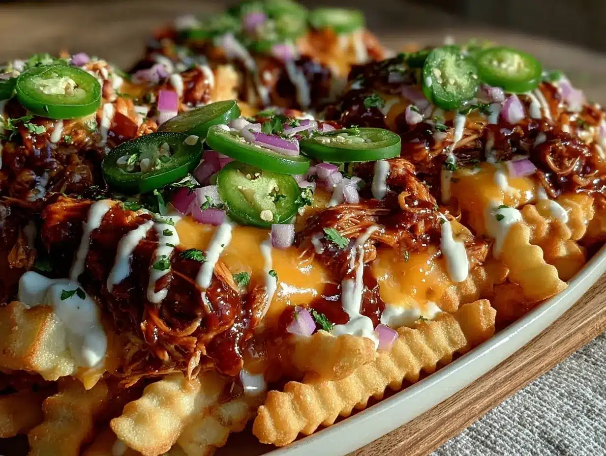 Pulled Chicken Loaded Fries preparation steps