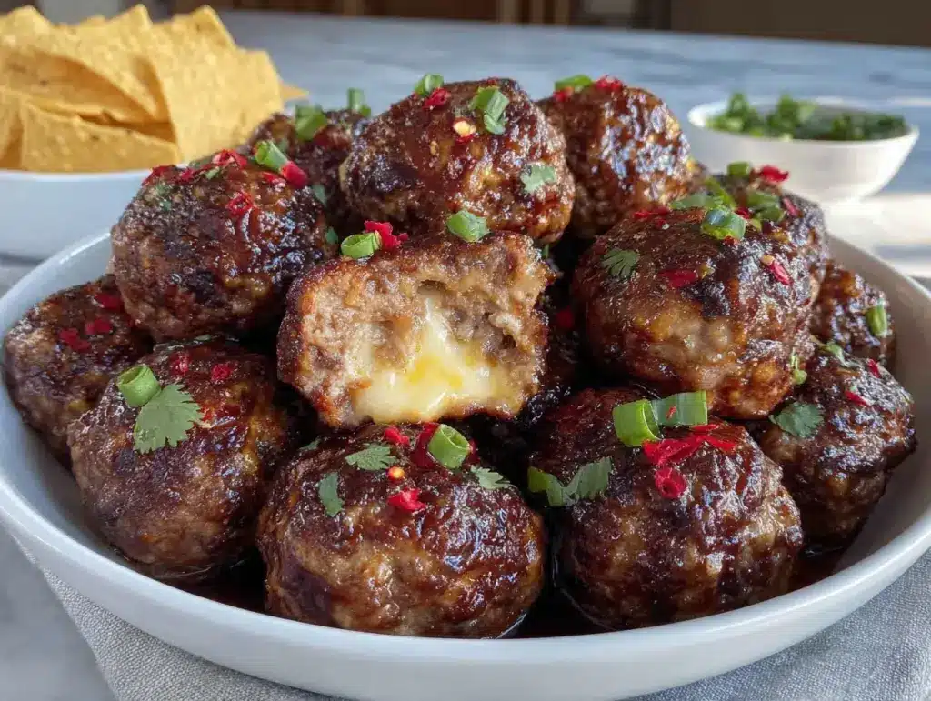 queso-stuffed meatballs - featured image