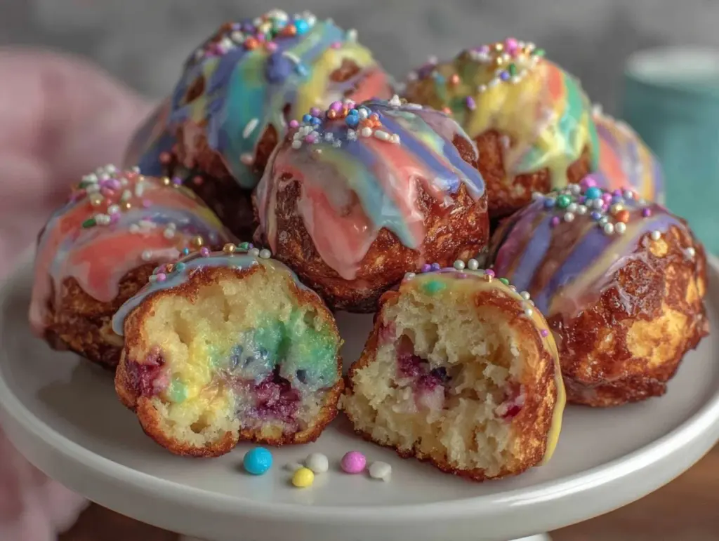 rainbow smoothie donut holes - featured image