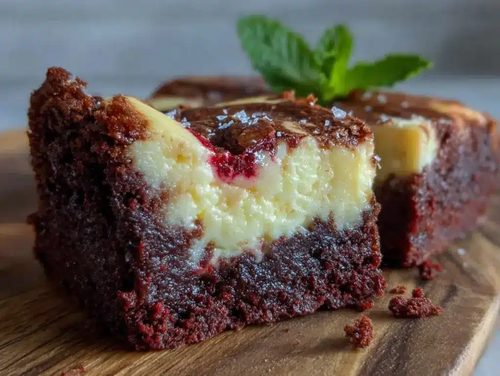 red velvet cheesecake swirl brownies - featured image