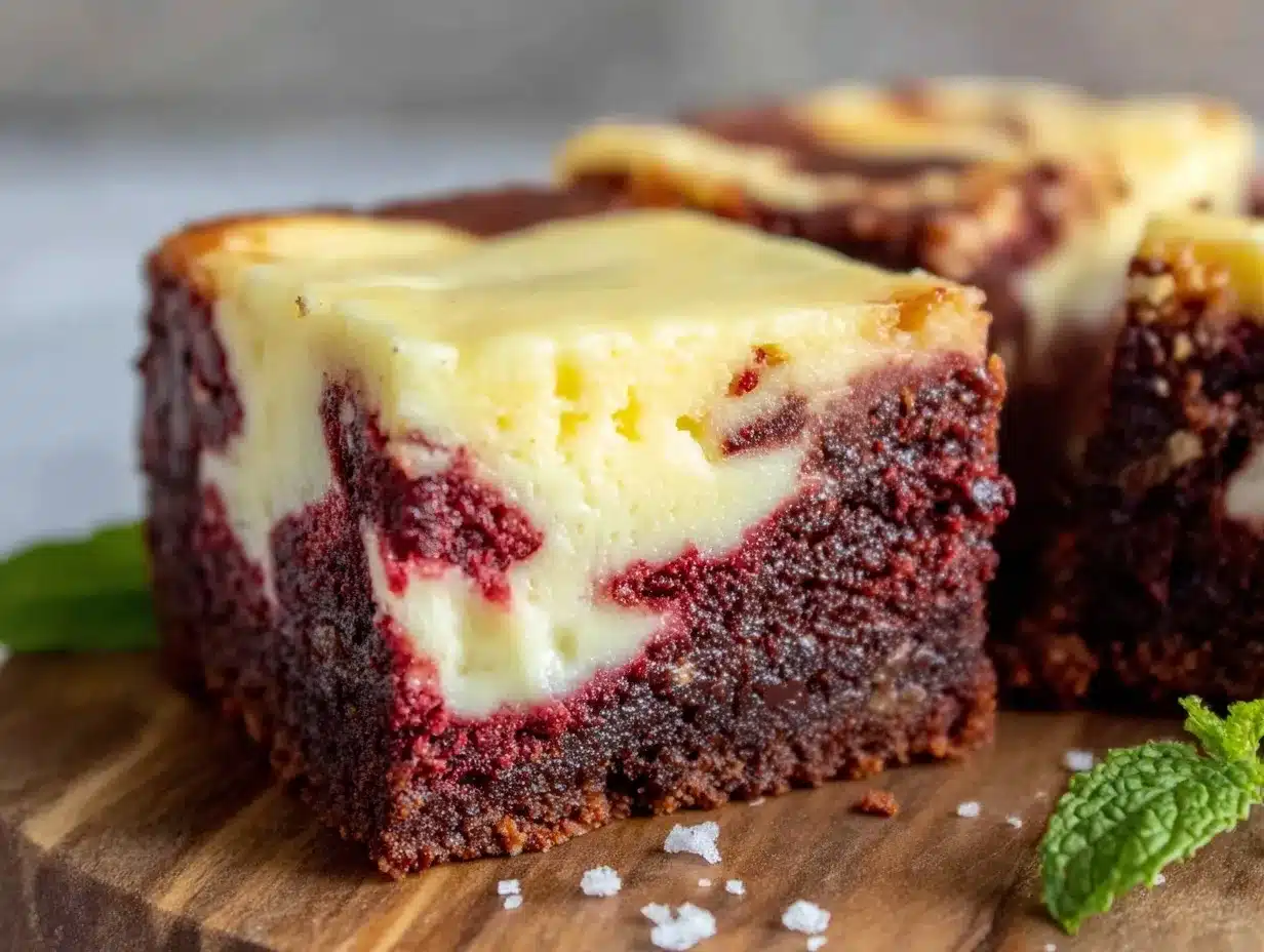 red velvet cheesecake swirl brownies preparation steps
