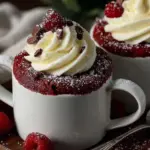 red velvet mug cake for two - featured image