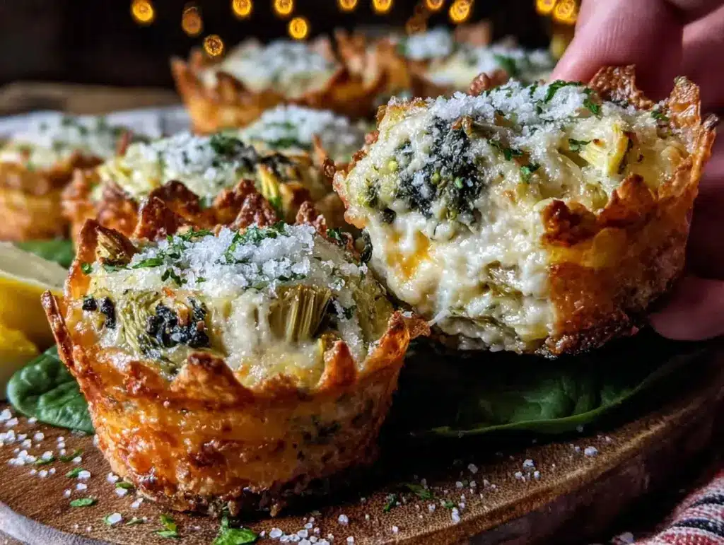 spinach artichoke mini cups - featured image