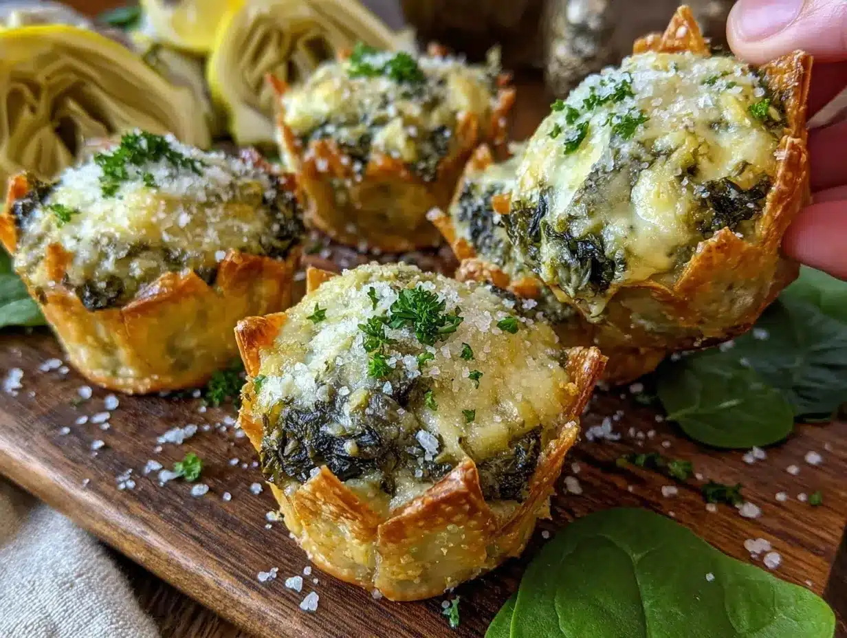 spinach artichoke mini cups preparation steps
