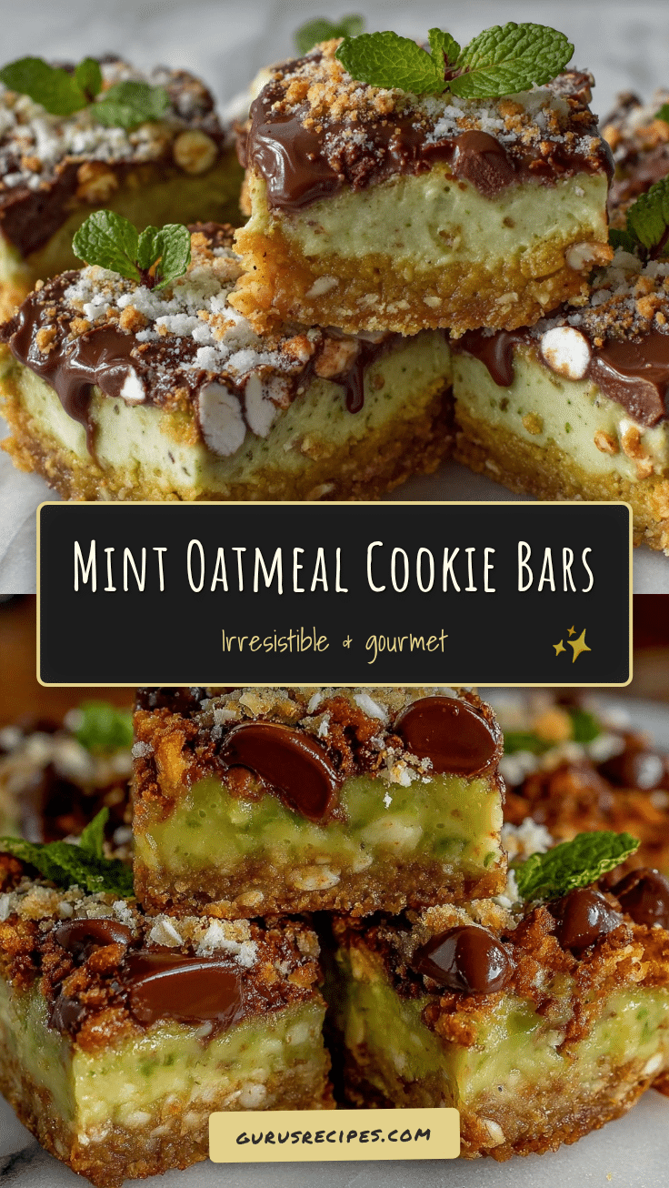 St. Patrick’s Mint Oatmeal Cookie Bars recipe